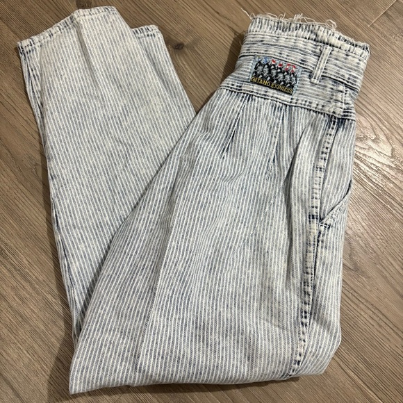 Vtg 80s Gitano Express High Waited Pinstripe Pleated Tapered Crop Jeans Sz 9/10 - Picture 10 of 11